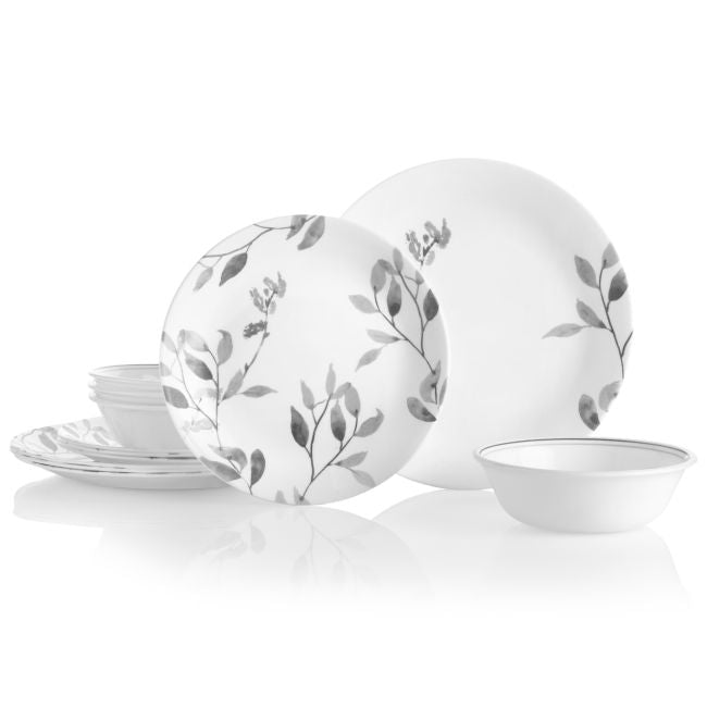 corelle 12pc misty leaves dinnerware set service for 4 #1127358