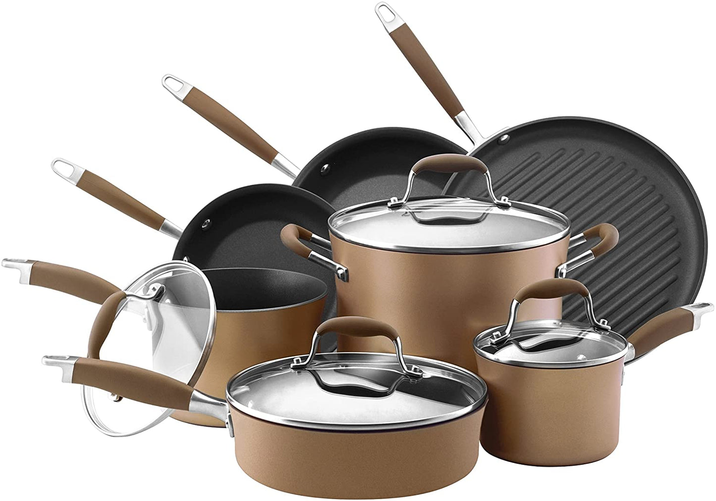 Anolon 11 piece bronze cookware set