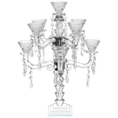 Candelabra 9 Branch with Hanging Crystals 25"