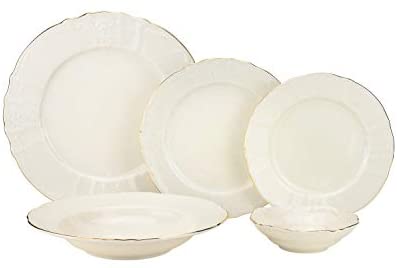 Porcelain Vintage 20-pc 'Bernadotte Ivory Gold', Bone China Porcelain
