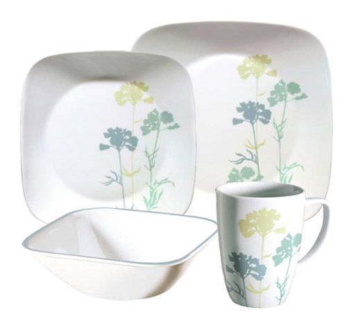 Corelle Dinnerware Set Paper Shadows Square 16 pcs