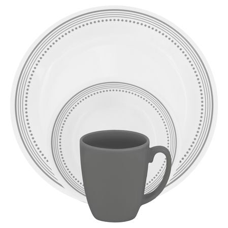 corelle 16pc mystic gray dinnerware set service for 4