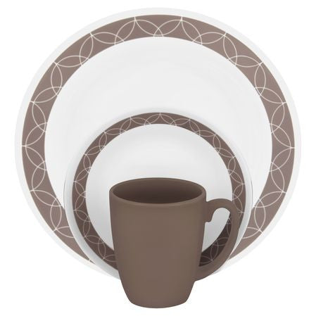 corelle 16pc sand sketch dinnerware set service for 4