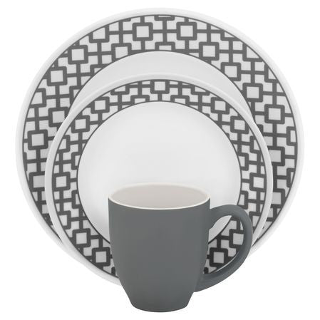 corelle 16pc urban grid dinnerware set service for 4