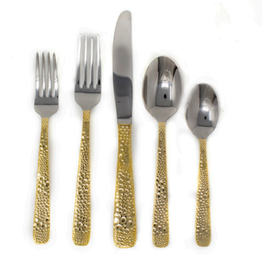 David Shaw - Two Tone Gold 18/10 SS Flatware, Alligator 20 Pc Set